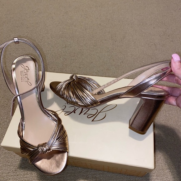 Jewel Badgley Mishka Christen Block Heel Sandal in Rose Gold - Picture 4 of 9